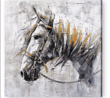 Texturkunst Werke - Freundliches Pferd grau weiße Textur